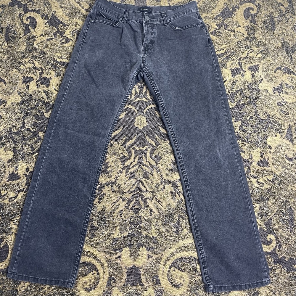 Firetrap Straight Leg Fit Black Denim Jeans Button Fly Mens Size 32L